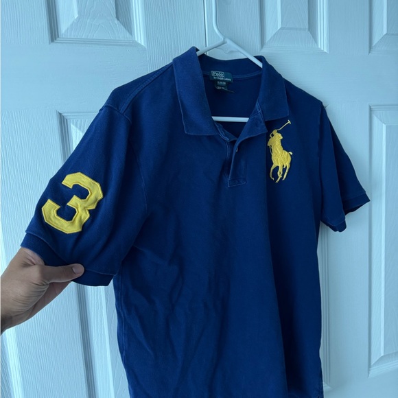 Polo by Ralph Lauren Navy Shirt with Yellow Emblem - Picture 1 of 4